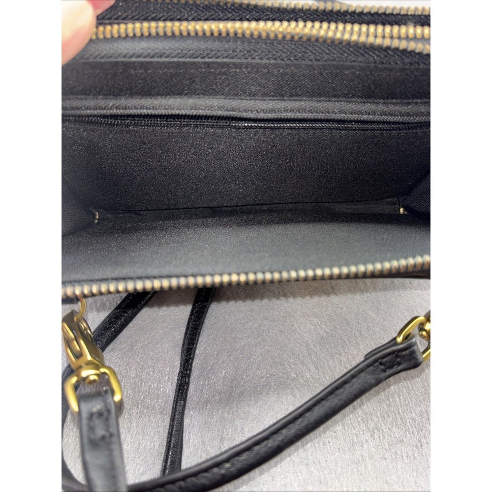 Fossil Metallic Leather Double Zip Around Wristlet Wallet Clutch Crossbody - Picture 13 of 16